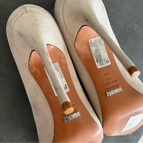 Schutz Lou Beige Suede Pointed Toe Pumps marked Sz 11 but really 10 1/2 or 10 - Picture 6 of 9